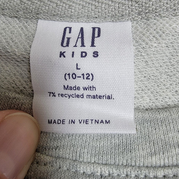 Gap Terry Lined Long Sleeve Graphic Print Pullover Sweatshirt Gray Girl's Size L - Picture 4 of 5